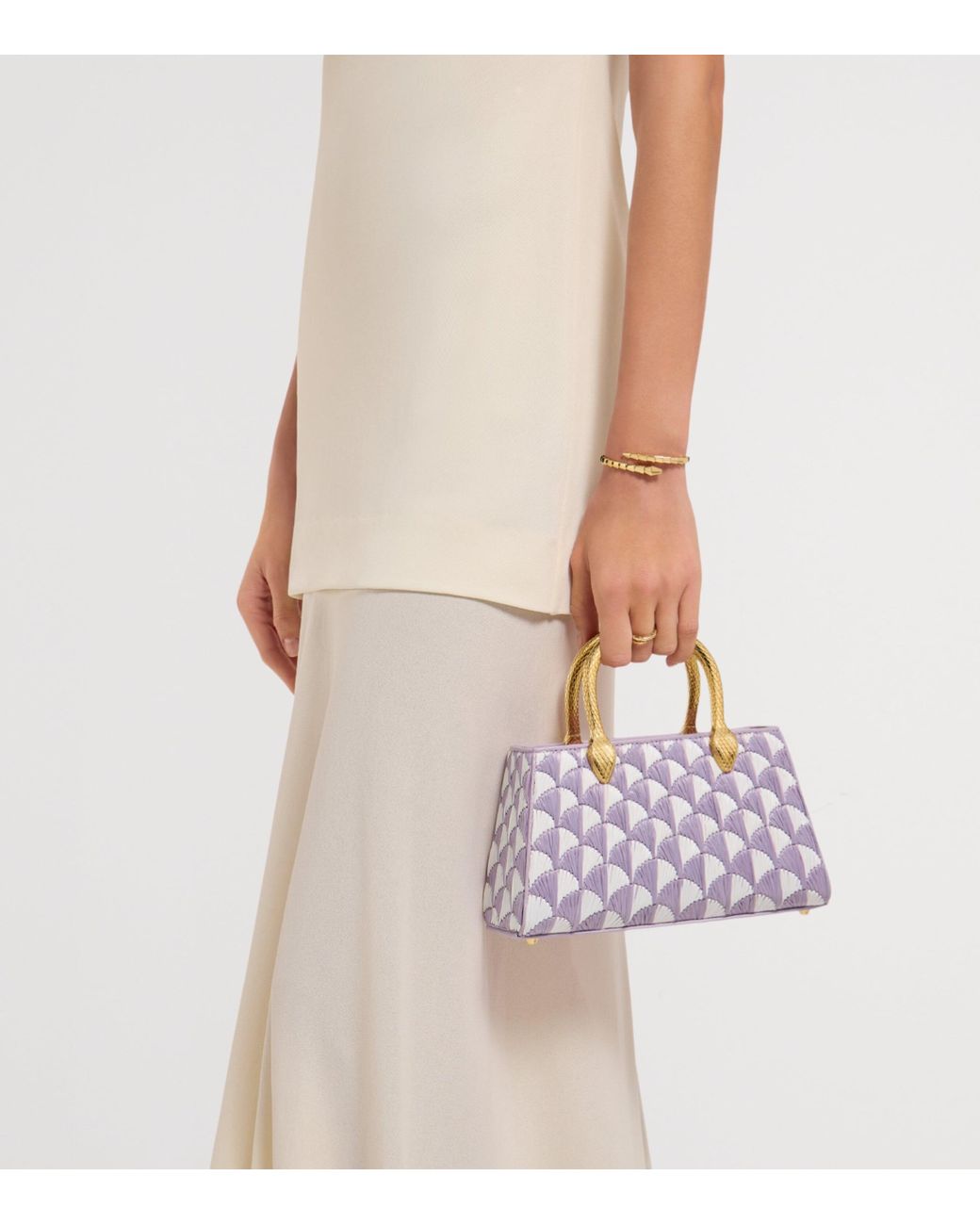 BVLGARI Purple Raffia Serpentine Duette Top-Handle Bag