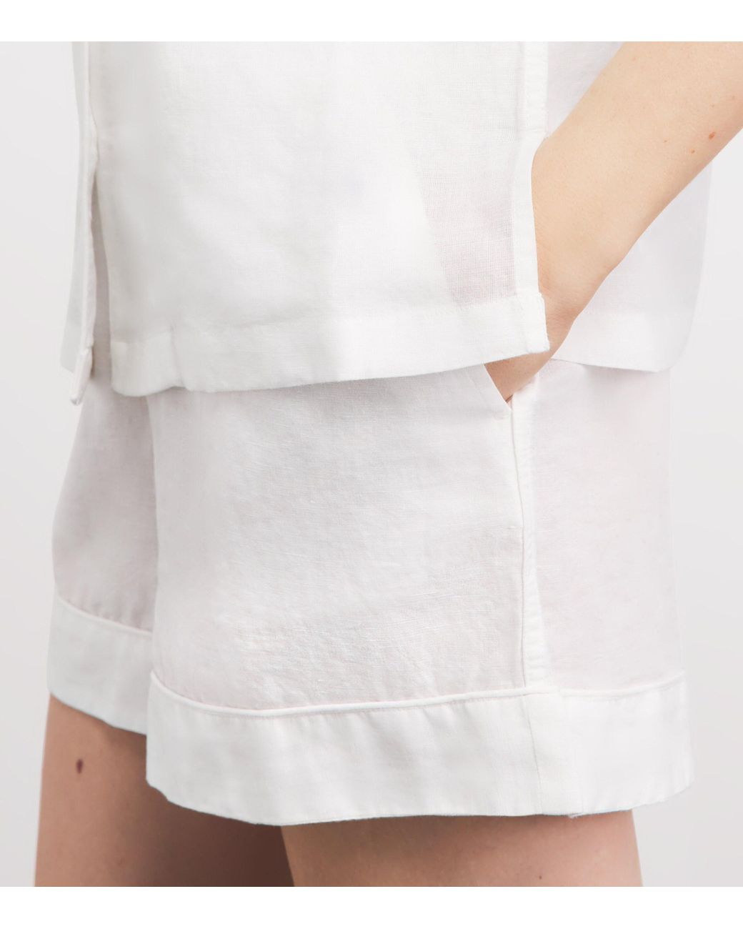 Polo Ralph Lauren White Linen-Cotton Short Pyjama Set
