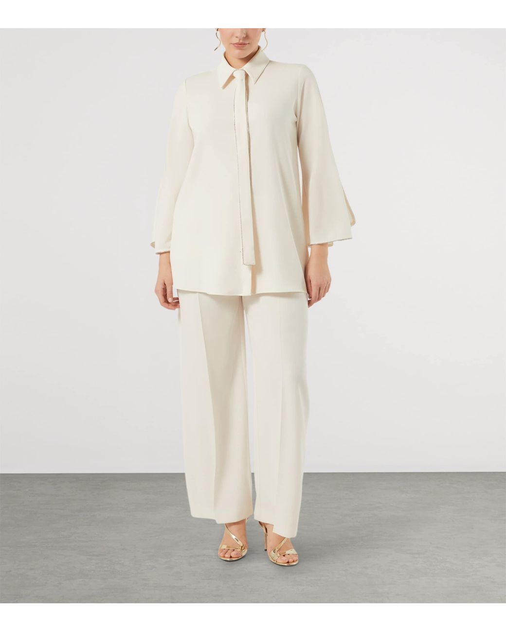 Marina Rinaldi Natural Embellished Belted Blazer