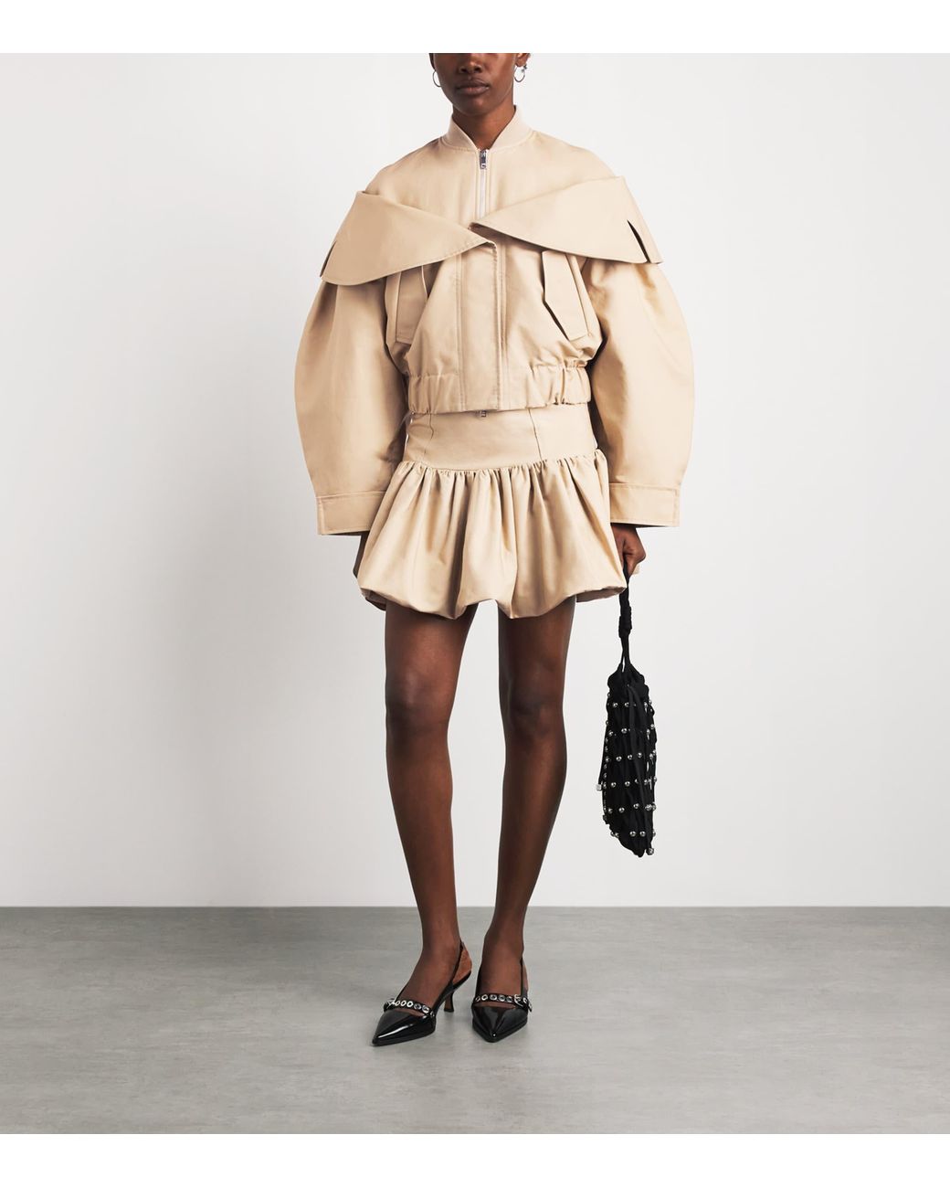 Ganni Natural Organic Cotton Bubble Mini Skirt