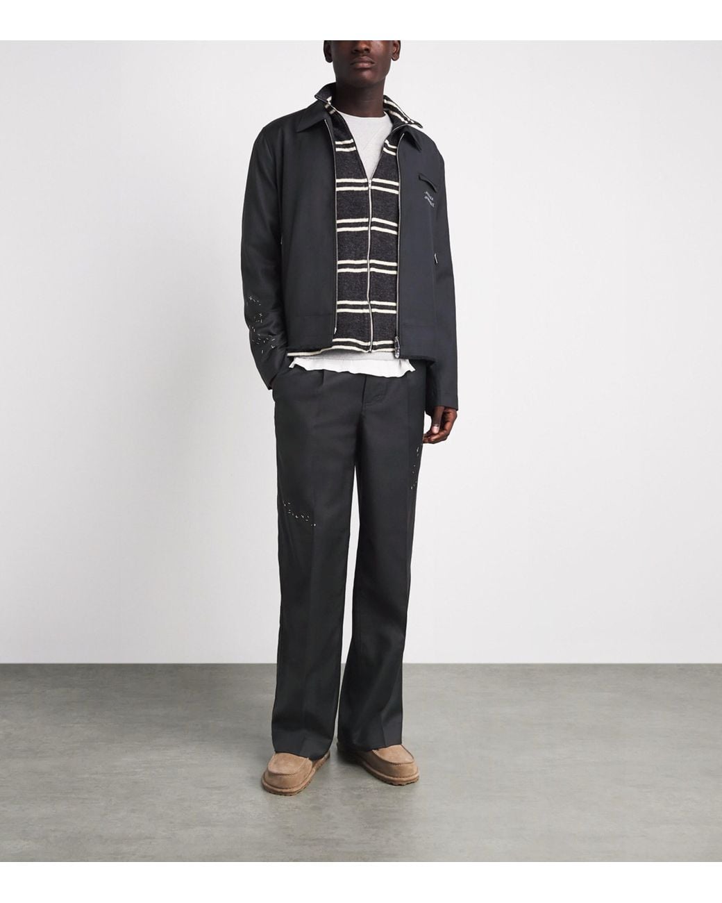 DOMREBEL Black Virgin Wool Backstage Bomber Jacket for men