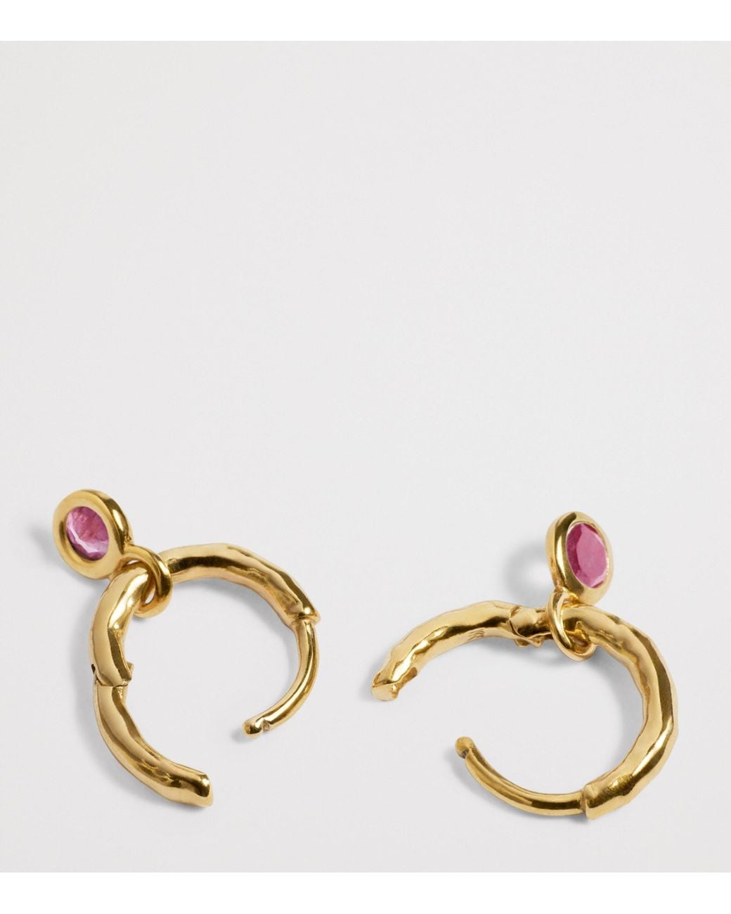 Monica Vinader Metallic Vermeil And Ruby July Birthstone Huggie Earrings