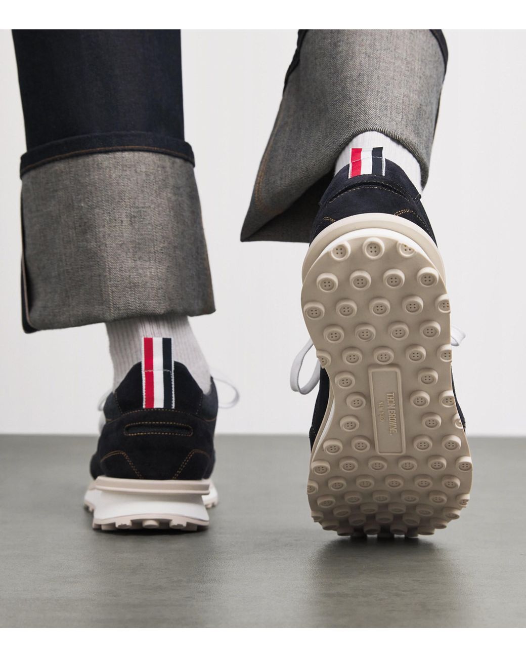 Thom Browne Blue Denim Alumni Sneakers for men