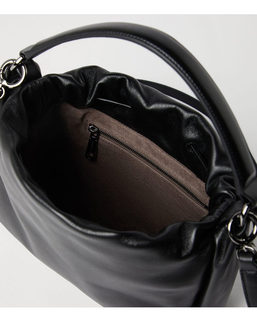 Brunello Cucinelli Black Small Leather Mellow Bucket Bag