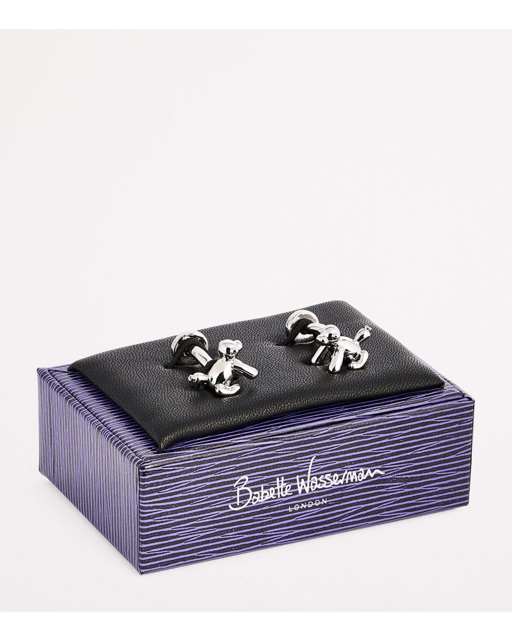 Babette Wasserman White Rhodium-Plated Balloon Monkey Cufflinks for men