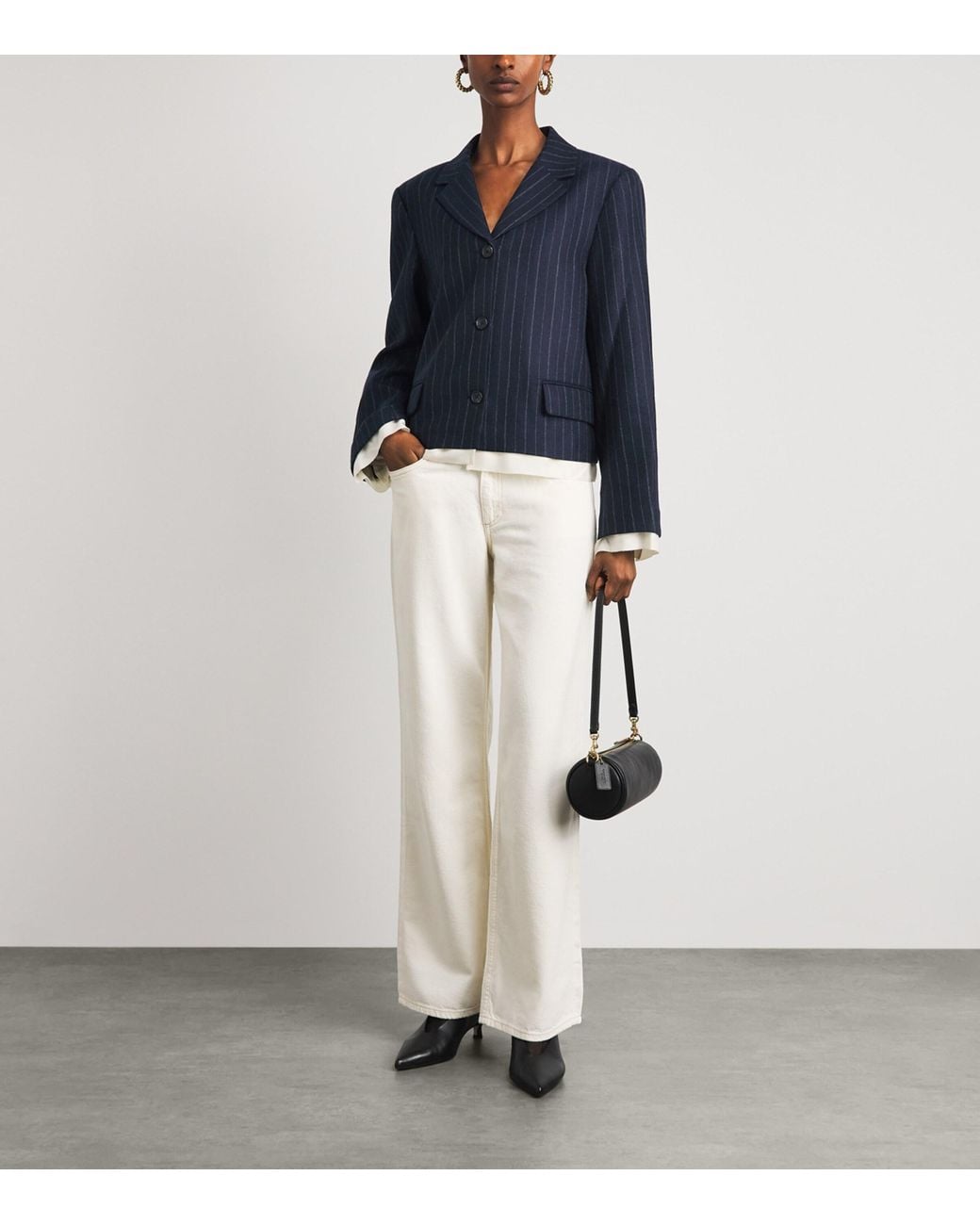 Rag & Bone Blue Wool-Blend Herringbone Stripe Lawrence Blazer