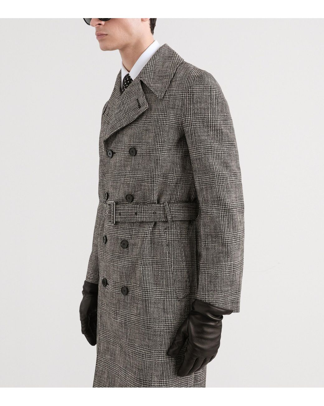 Dolce & Gabbana Gray Prince Of Wales Check Trench Coat for men