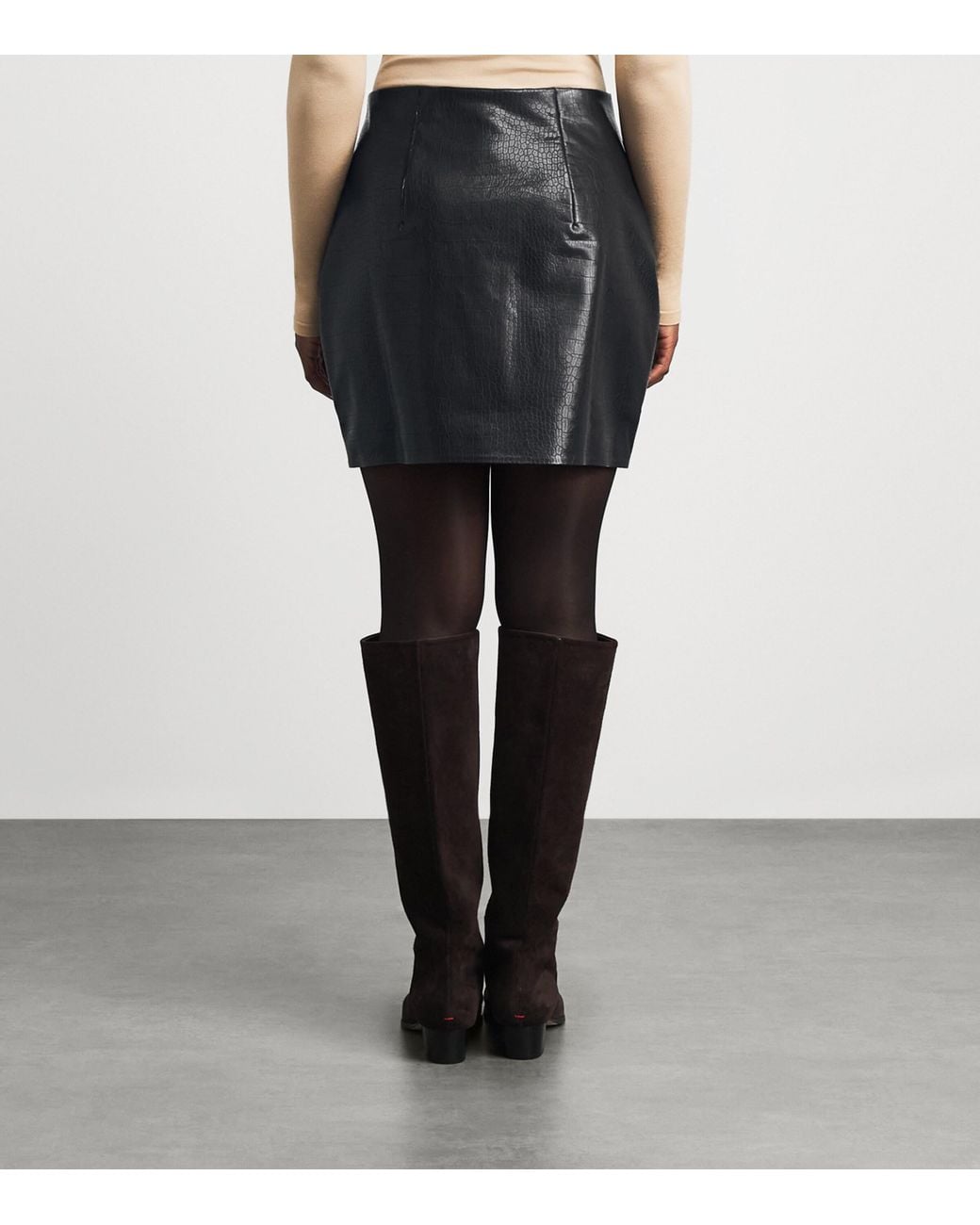 Wolford Black Croc-Effect Faux-Leather Mini Skirt