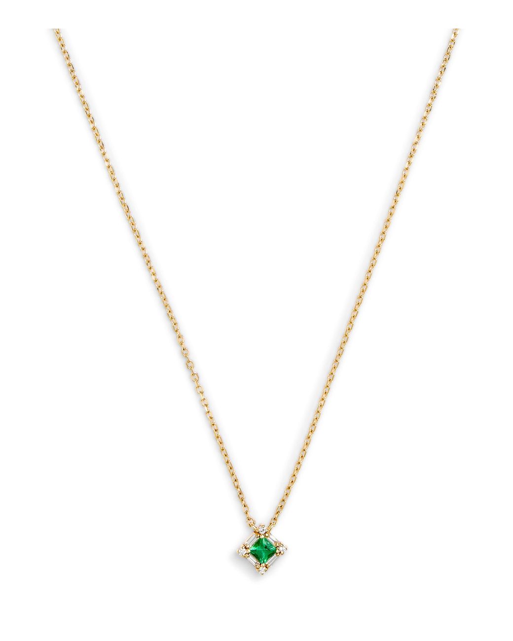 Suzanne Kalan Metallic Diamond And Emerald Mini Princess Pendant Necklace