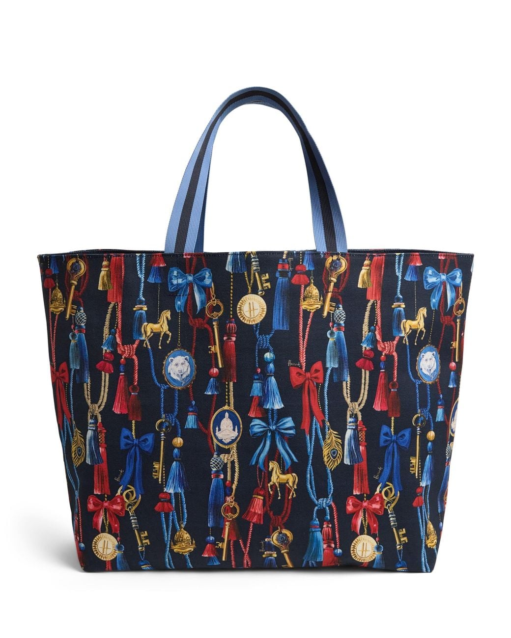 Harrods Blue Large Tassel Tote Bag
