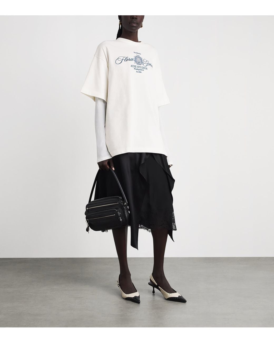 Acne White Cotton Logo T-Shirt