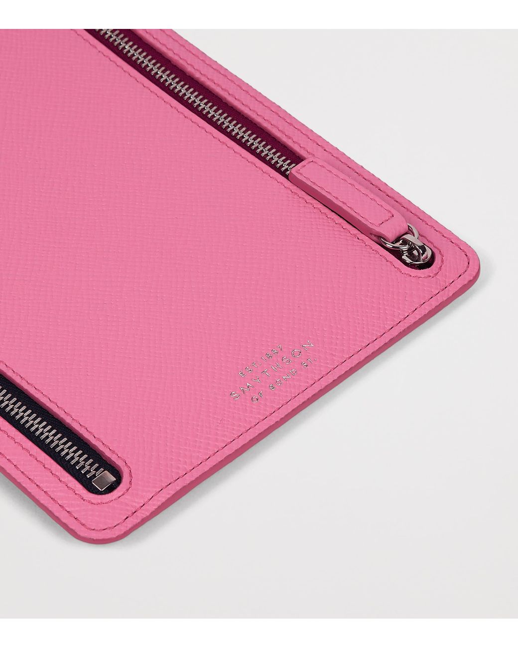 Smythson Pink Leather Panama Multi-Zip Travel Wallet for men