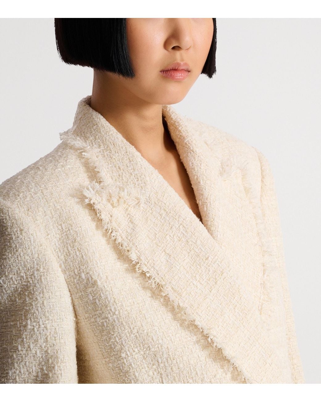 Balmain White Tweed Double-Breasted Blazer