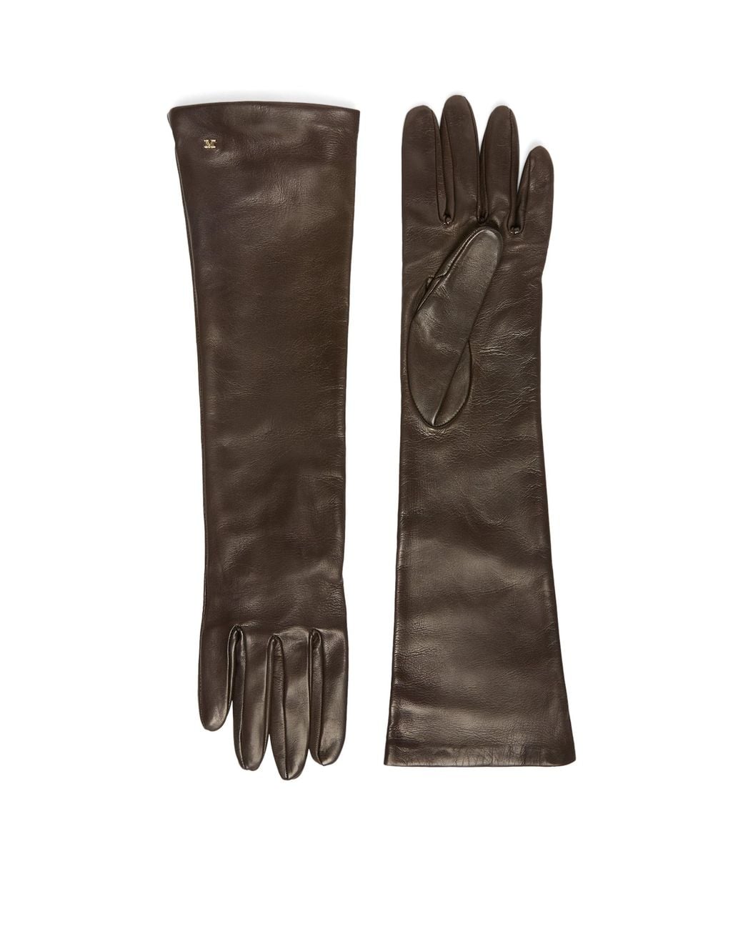 Max Mara Brown Lambskin Long Gloves