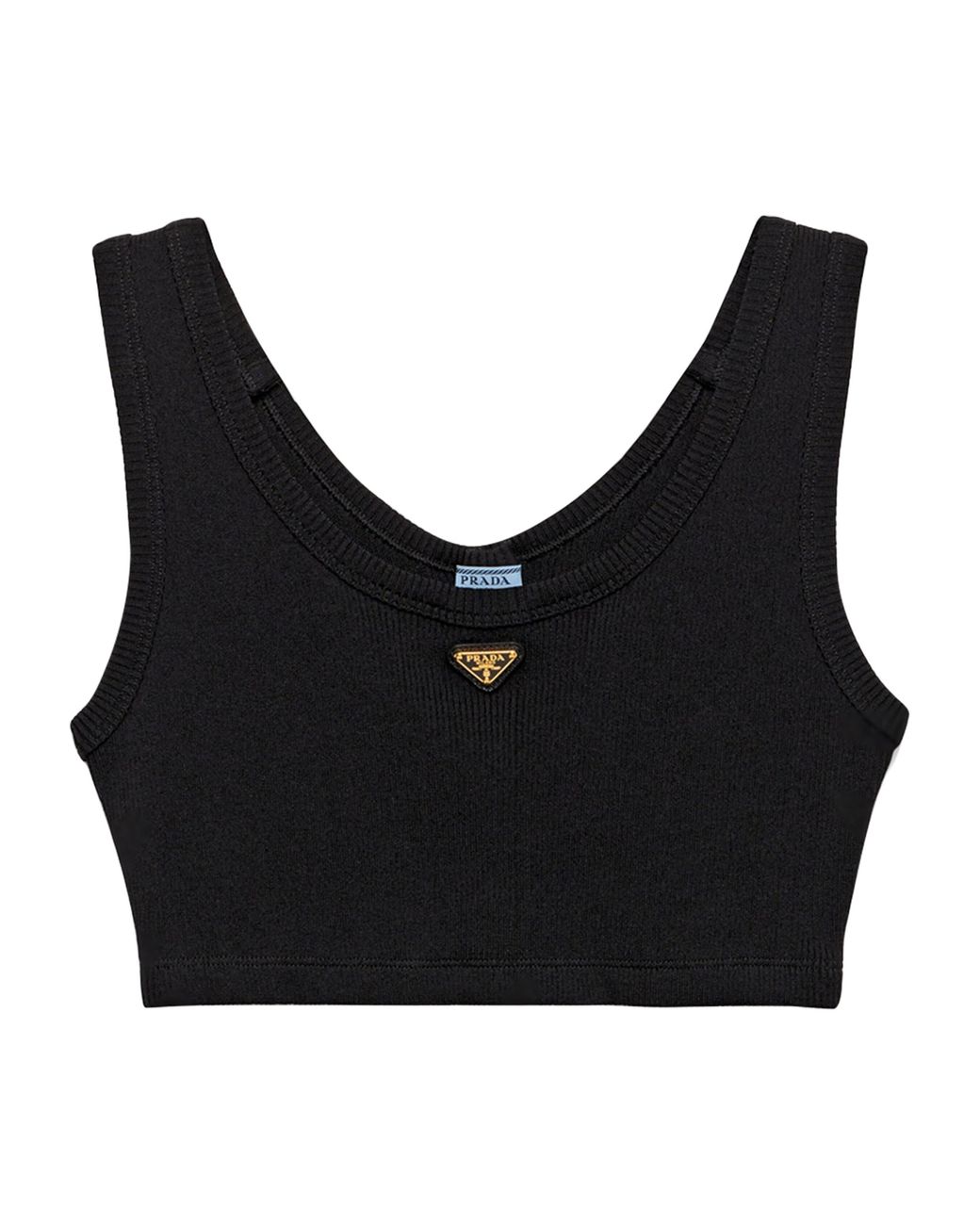 Prada Black Ribbed Jersey Crop Top