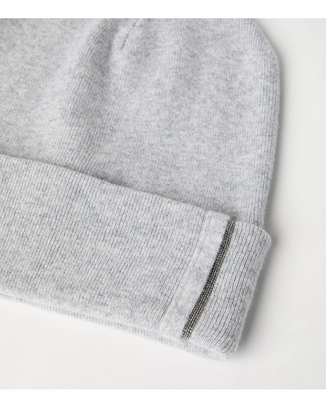 Brunello Cucinelli Gray Cashmere Rib-Knit Beanie