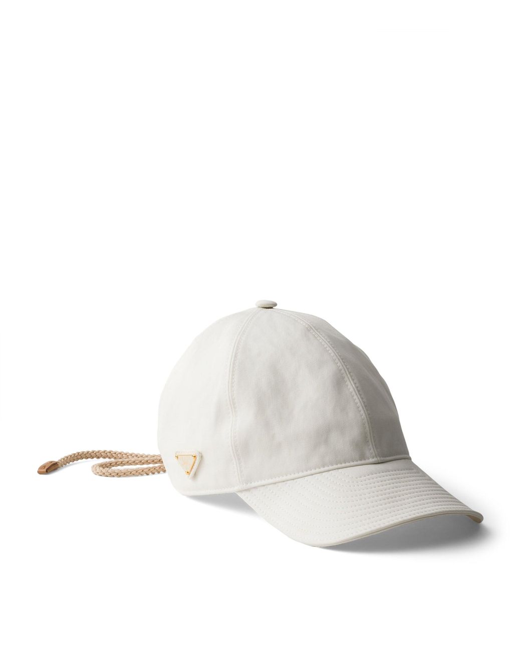 Prada White Cotton Cord Cap