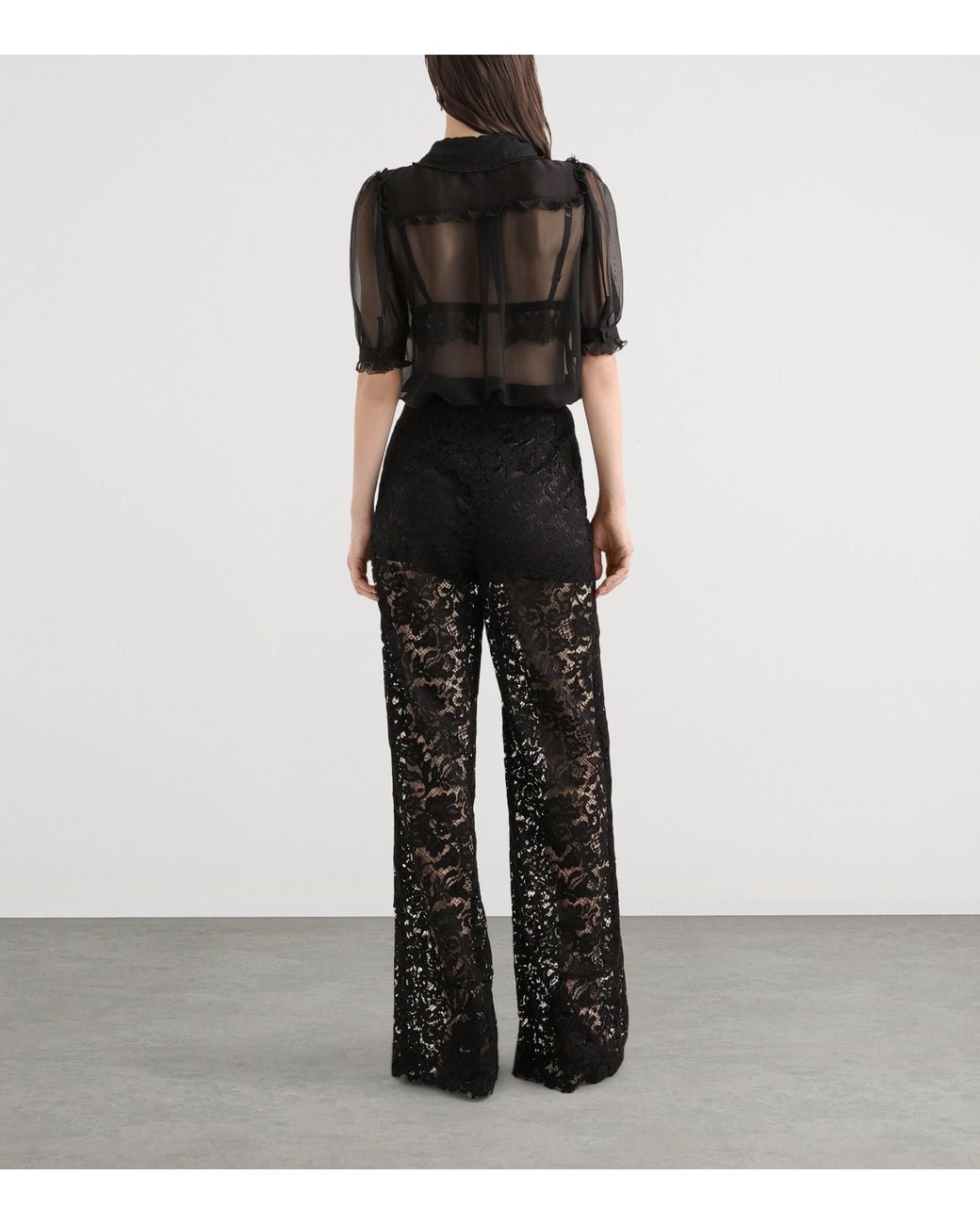 Dolce & Gabbana Black Lace Wide-Leg Trousers