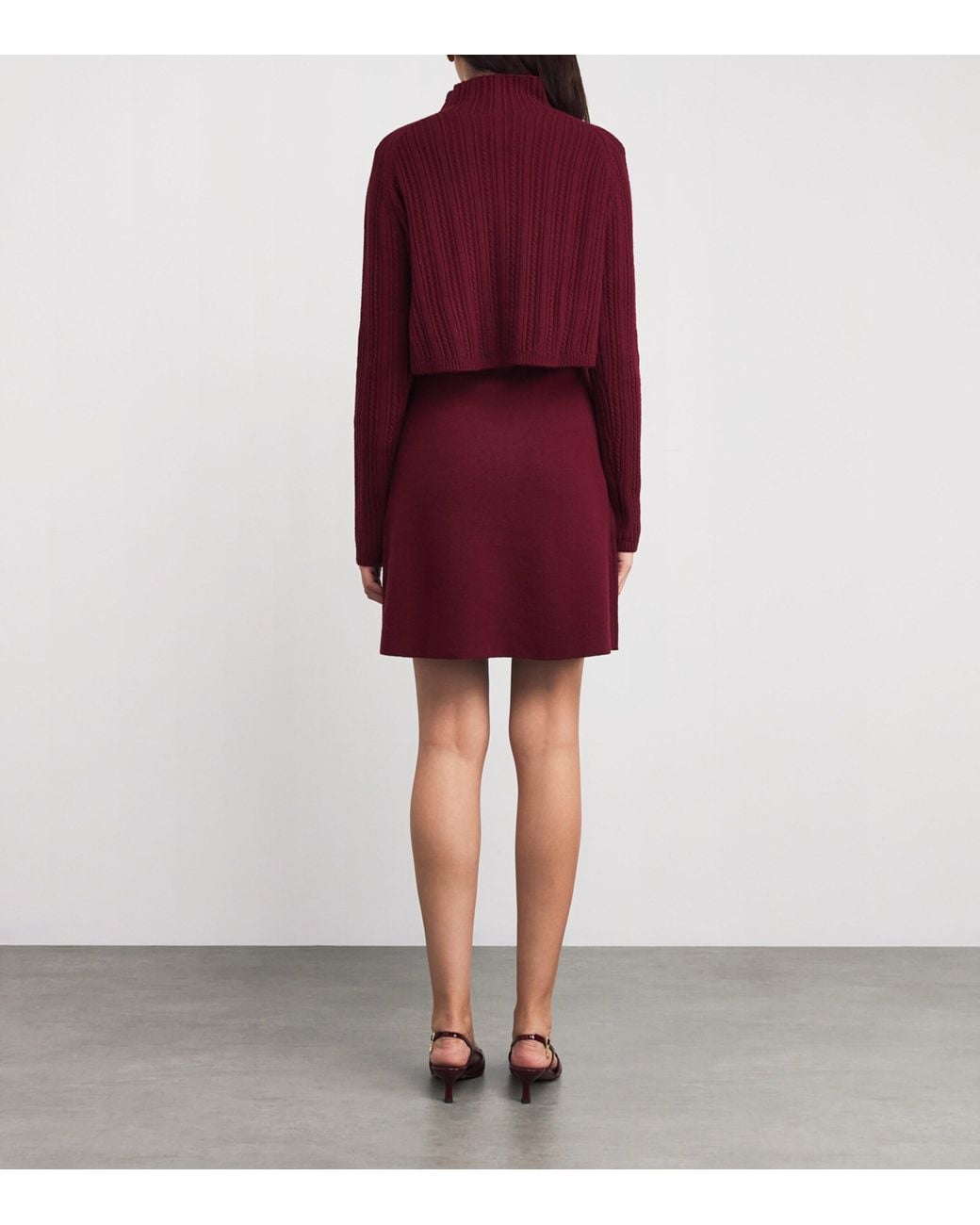 Maje Purple Cable-Knit Sweater Mini Dress