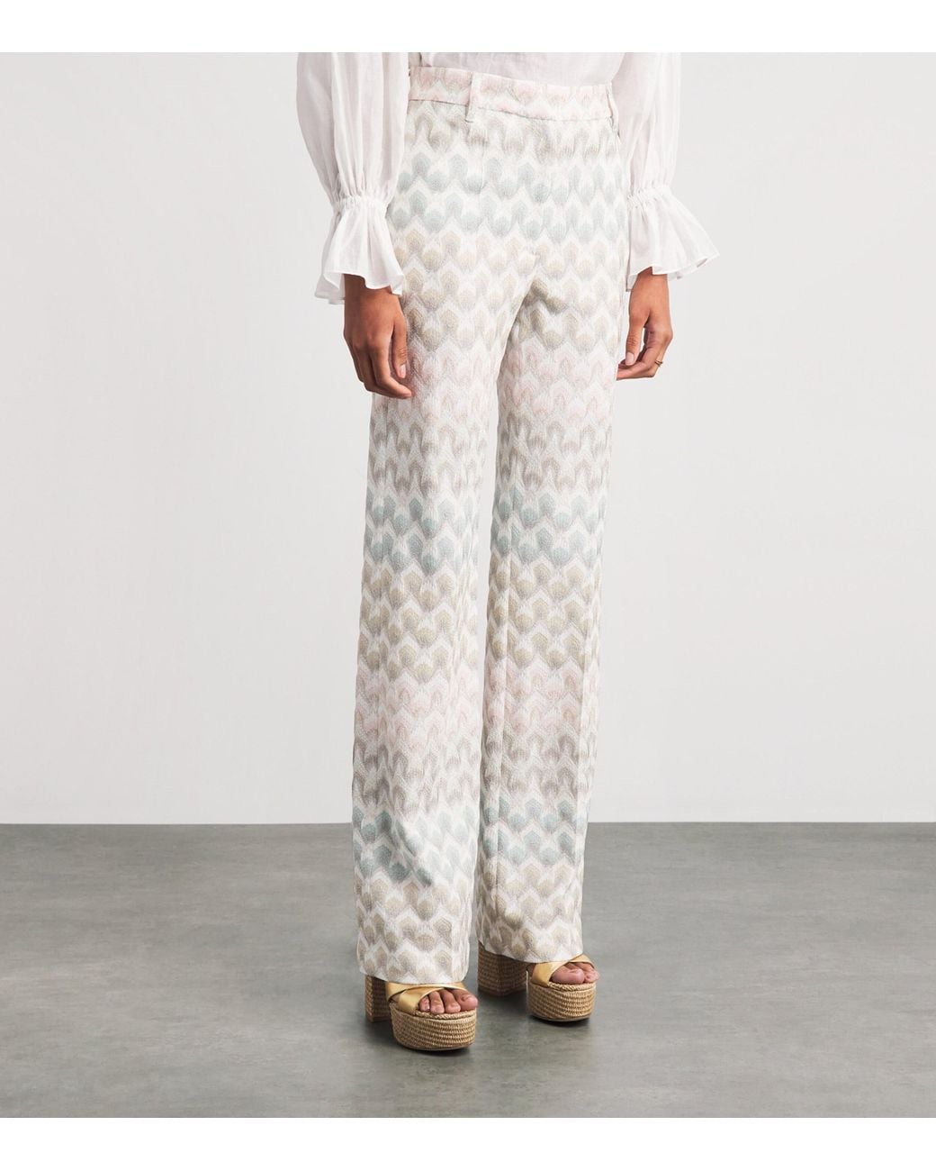Missoni White Metallic Woven Tailored Trousers