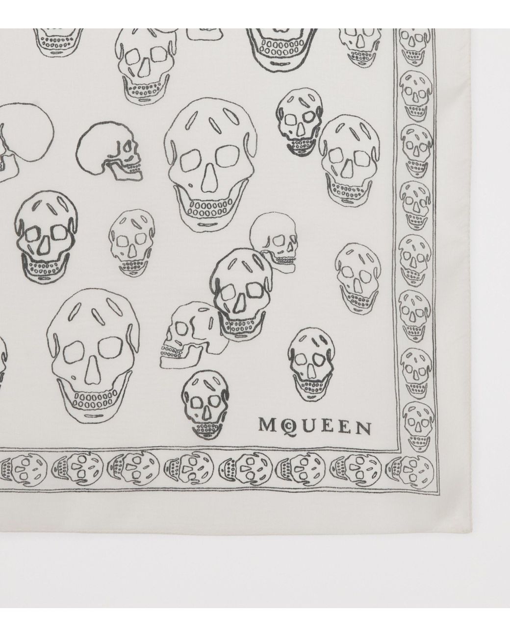 McQueen Metallic Silk Painted Skull Scarf