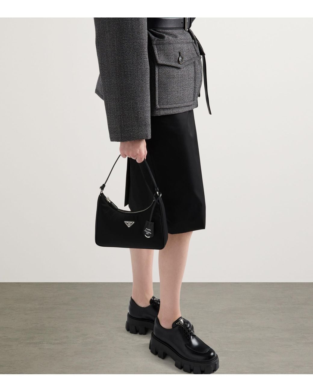 Prada Black Monolith Lace-Up Loafers 55
