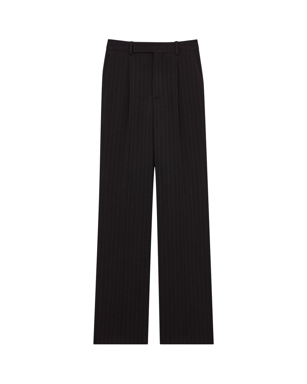 Saint Laurent Black Wool Stripe Tailored Trousers