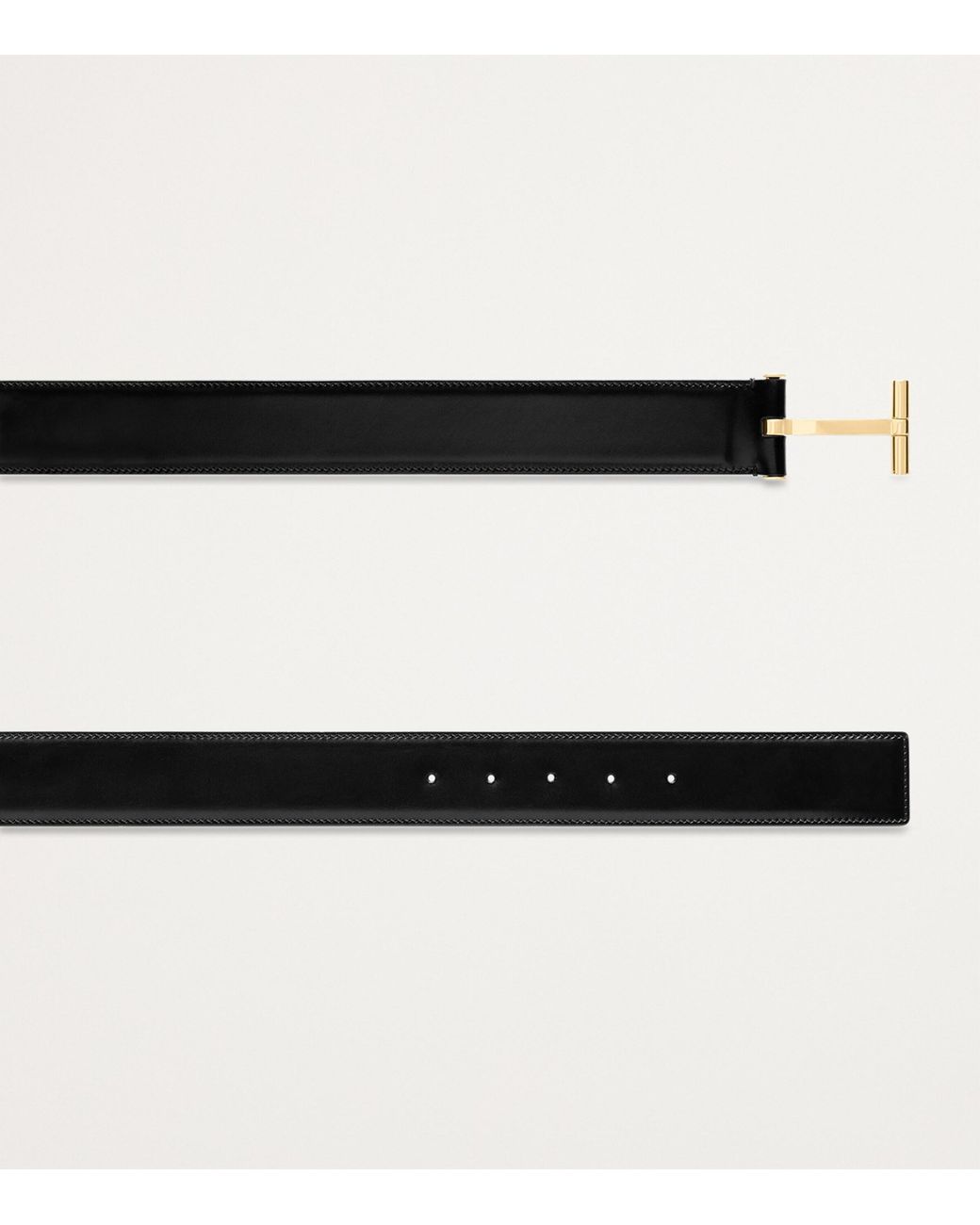 Tom Ford Black Leather Classic T Belt for men
