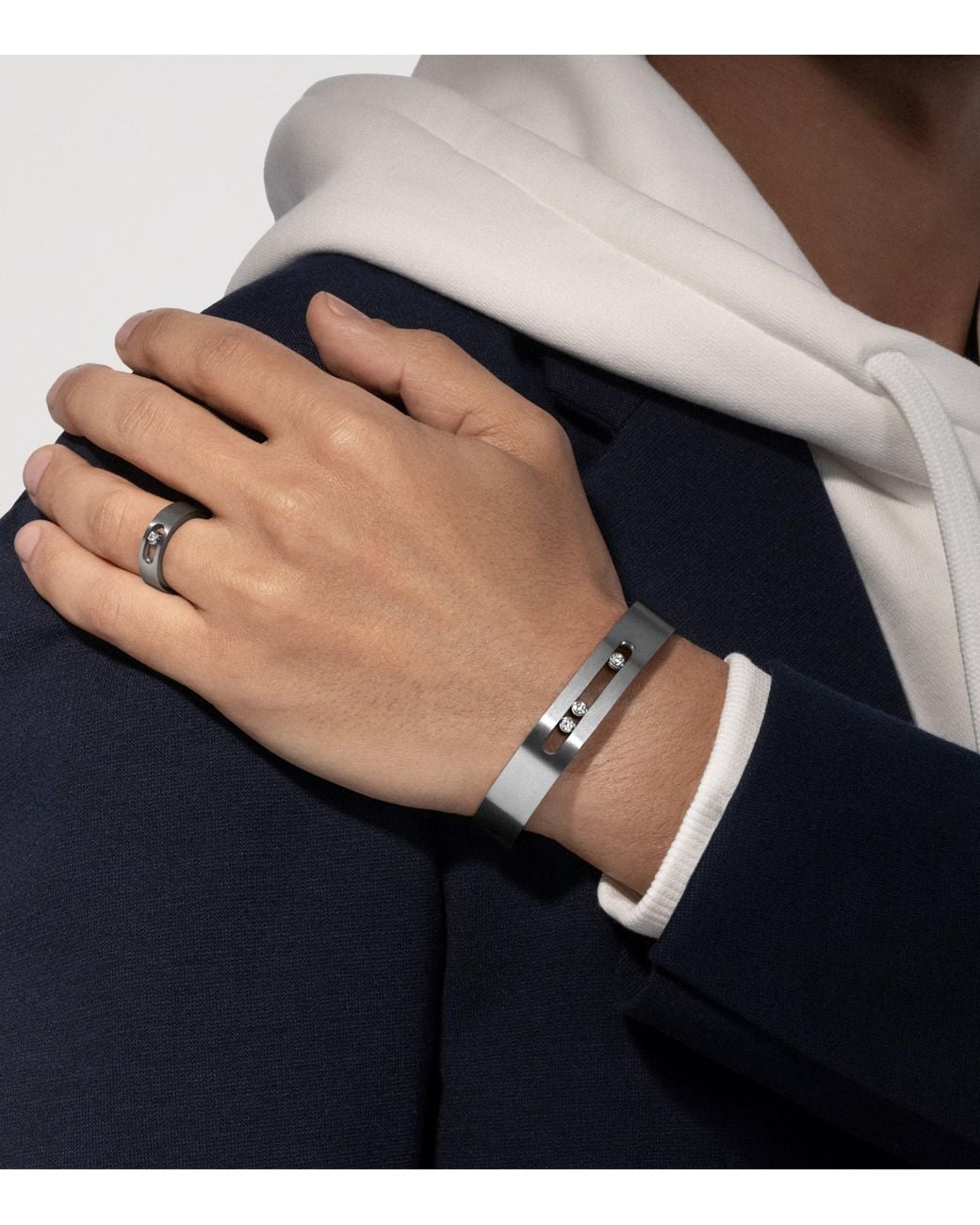 Messika Metallic Move Titanium And Diamond Bangle