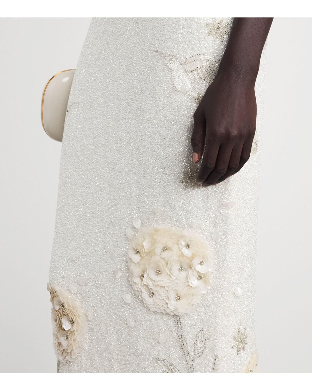 Clio Peppiatt White Embellished Hummingbird Gown