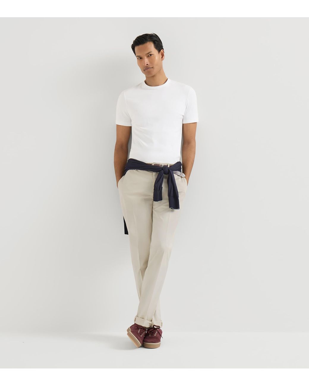 Brunello Cucinelli Natural Pima Cotton Comfort Gabardine Trousers for men