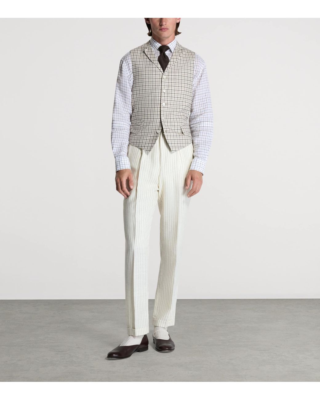 Dunhill White Check Single-Breasted Waistcoat for men