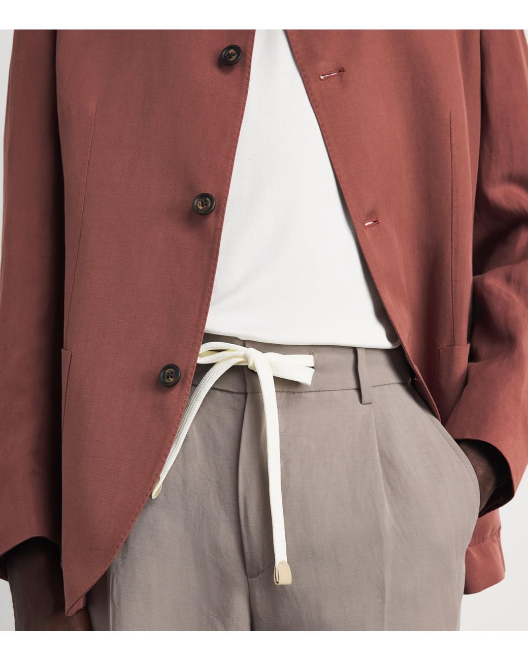 Eleventy Gray Drawstring Pleated Straight Trousers for men