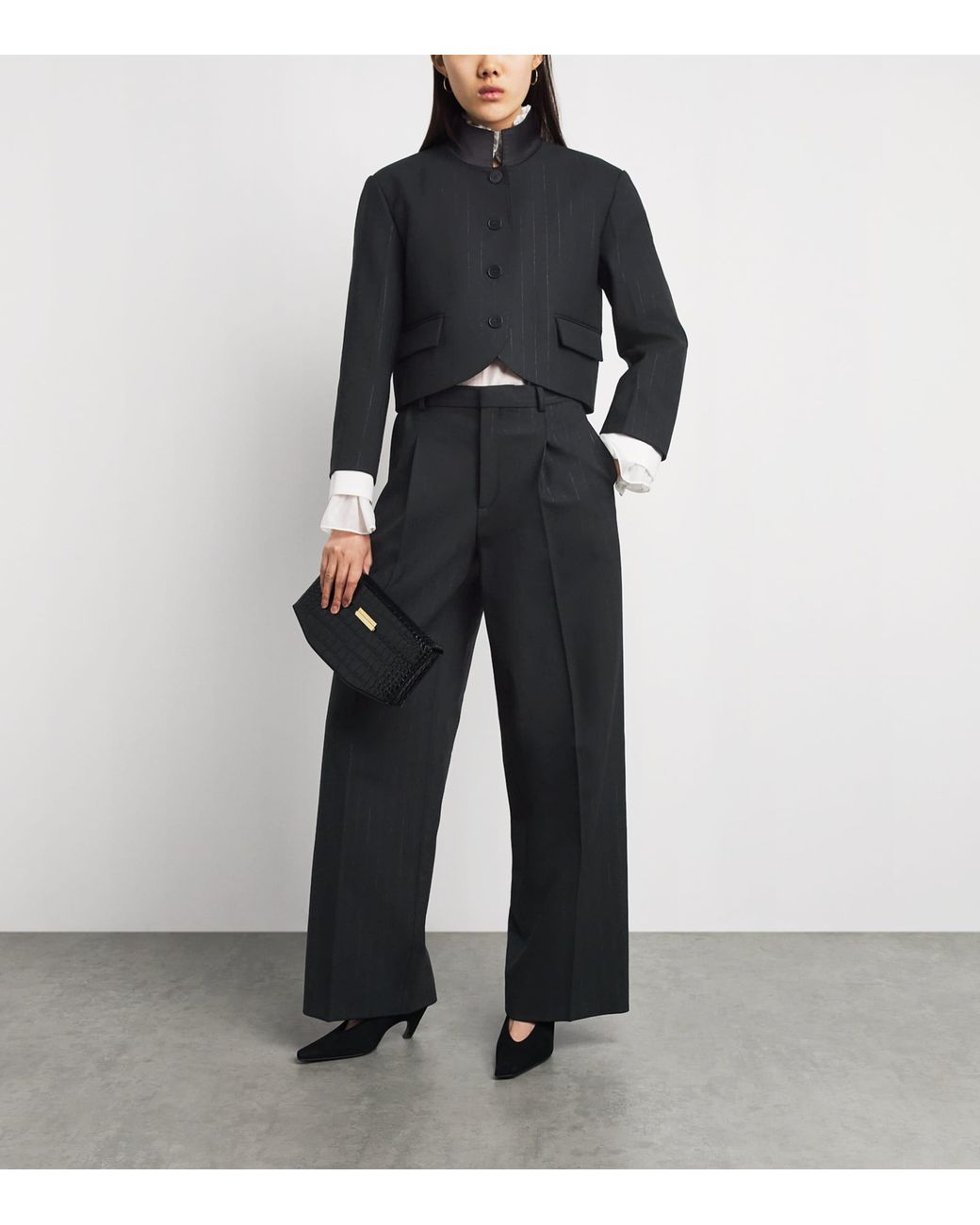 Sandro Black Stripe Tailored Trousers