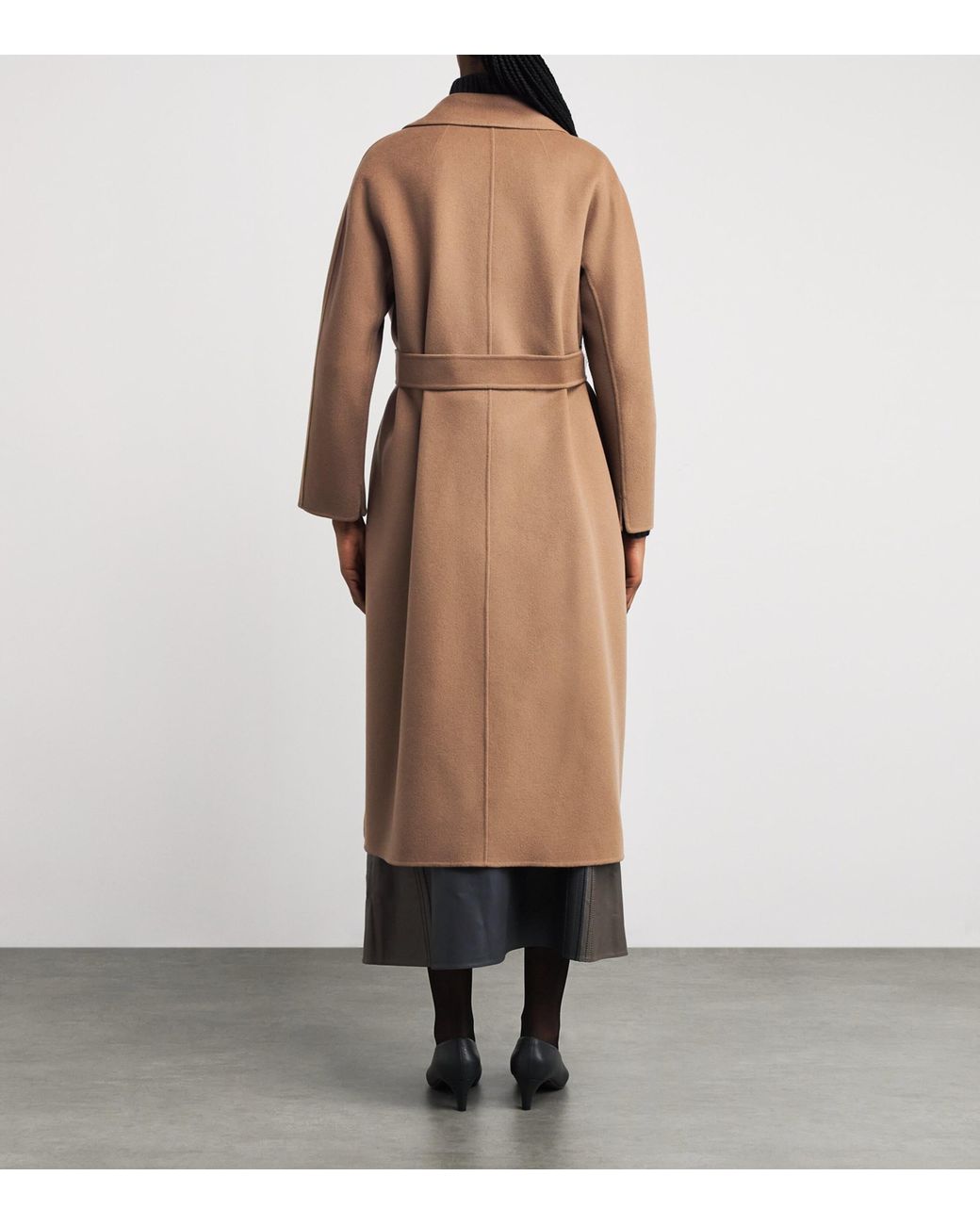 Max Mara Brown Virgin Wool Wrap Coat
