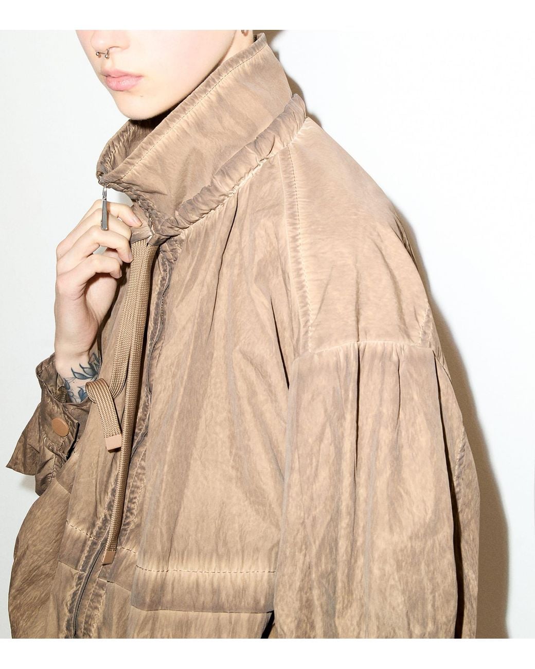 MAX&Co. Natural Oversized Zip-Up Jacket