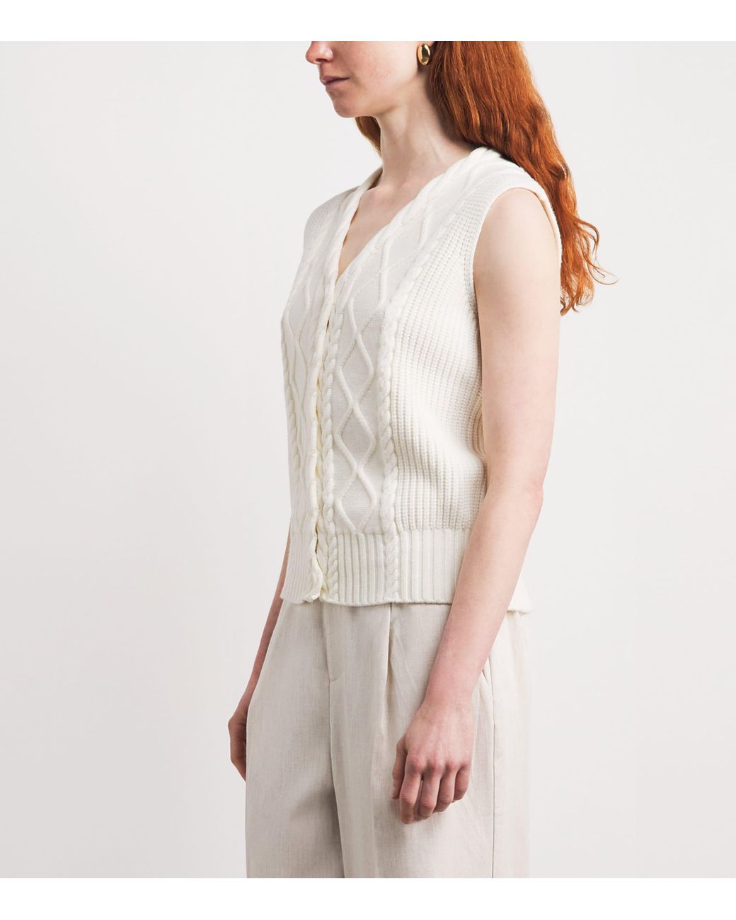 Varley White Cable-Knit Tatyana Vest