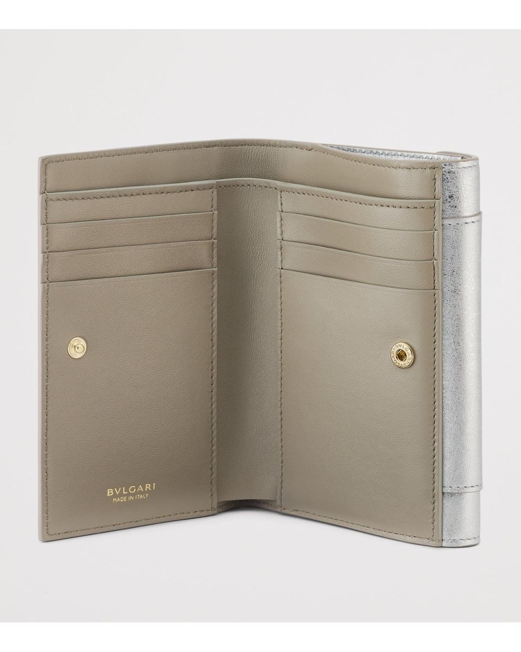 BVLGARI Gray Metallic Leather Serpenti Forever Wallet