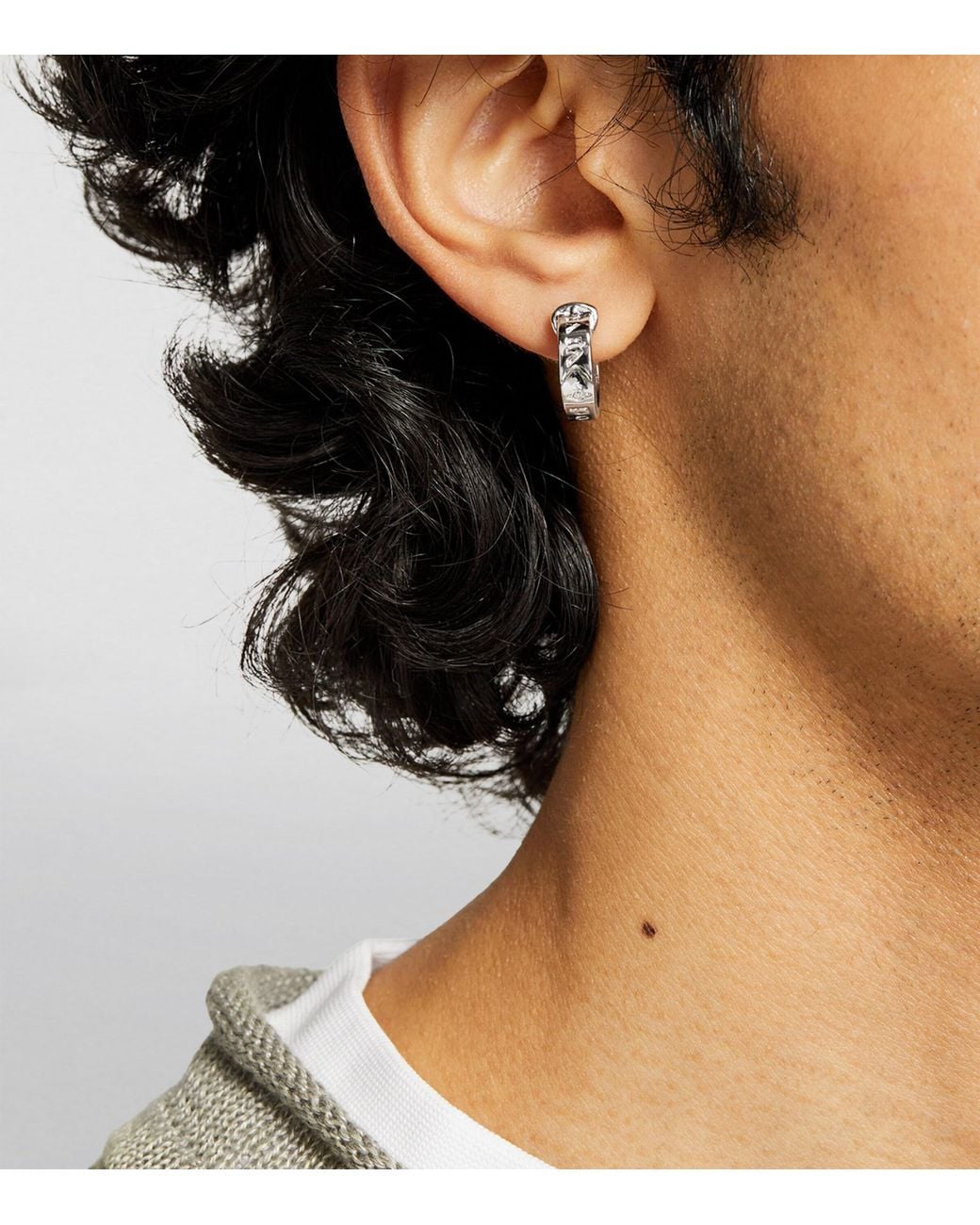 Vivienne Westwood White Bobby Single Hoop Earring for men