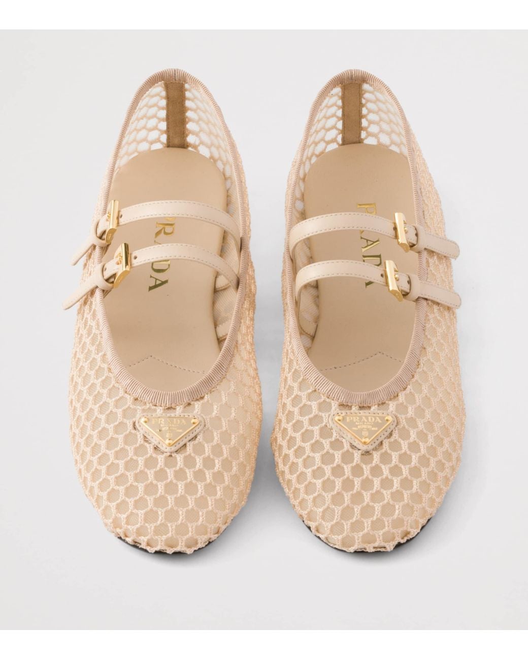 Prada Natural Mesh Triangle Ballet Flats