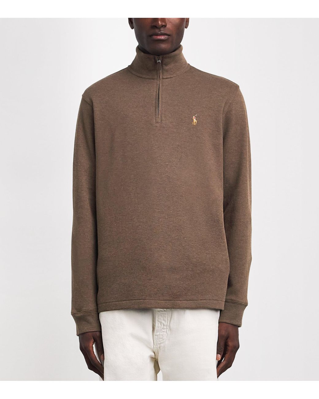 Polo Ralph Lauren Brown Estate-Rib Quarter-Zip Sweater for men