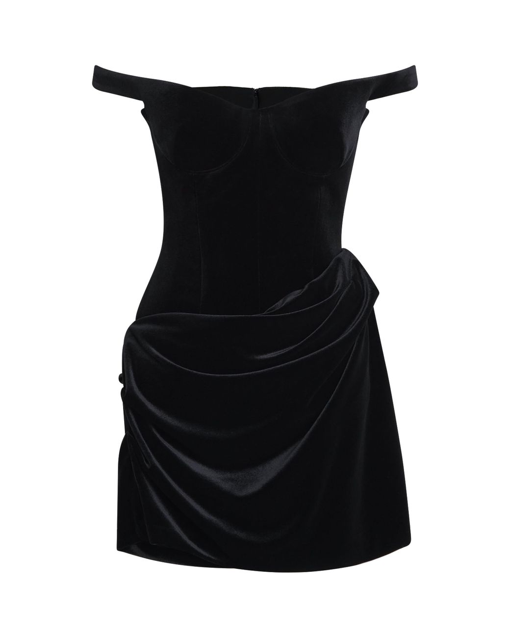 Alex Perry Velvet Off-The-Shoulder Mini Dress in Black | Lyst
