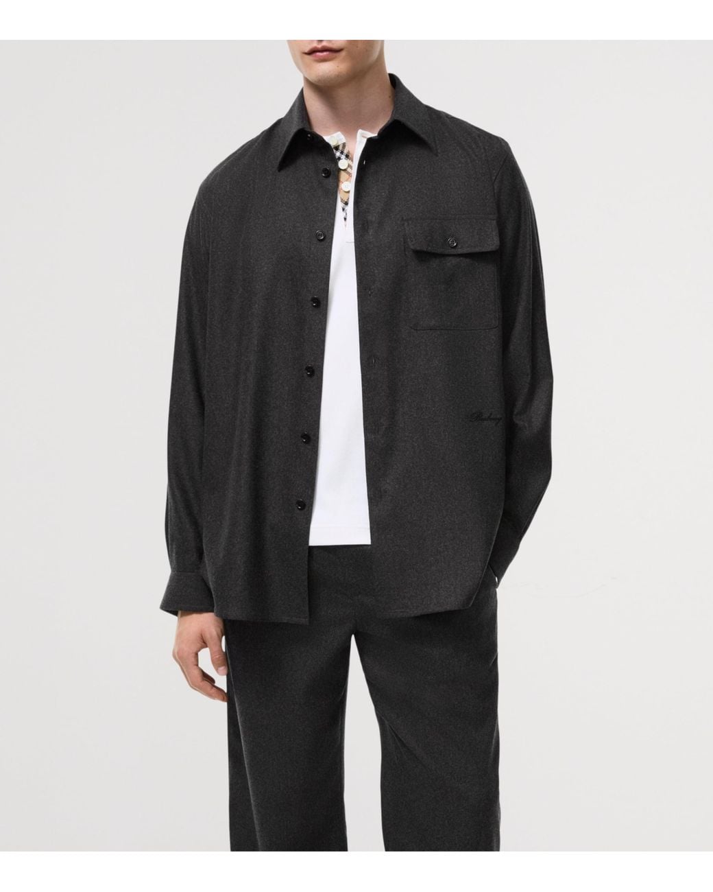 Burberry Black Wool-Cashmere Overshirt for men