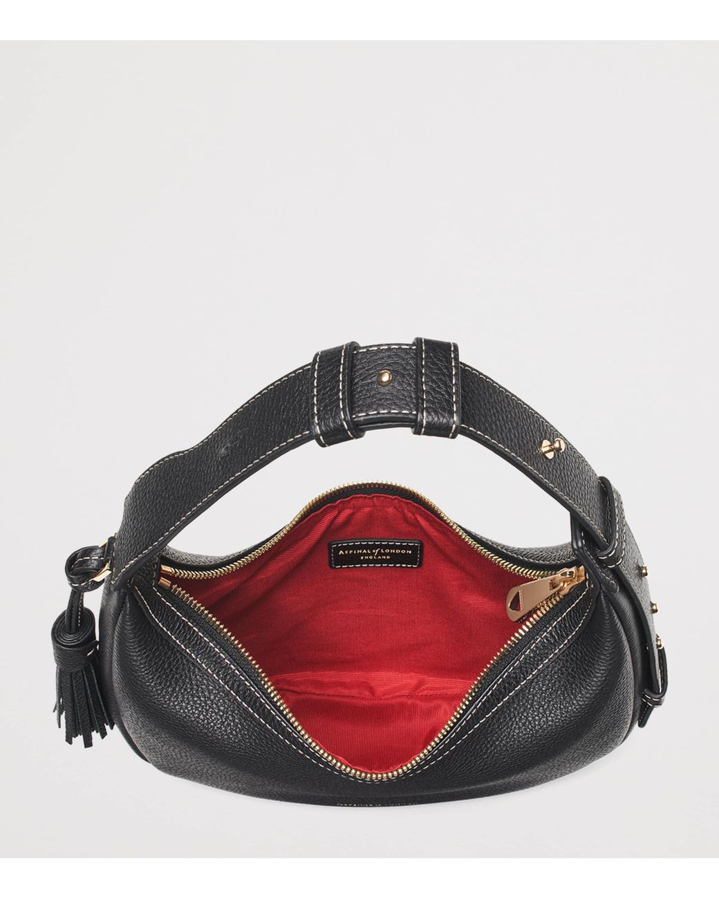Aspinal Black Mini Soho Crescent Shoulder Bag