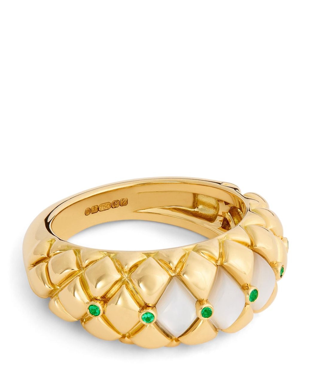 L'Atelier Nawbar Metallic Diamond And Emerald Bond Street Curve Ring