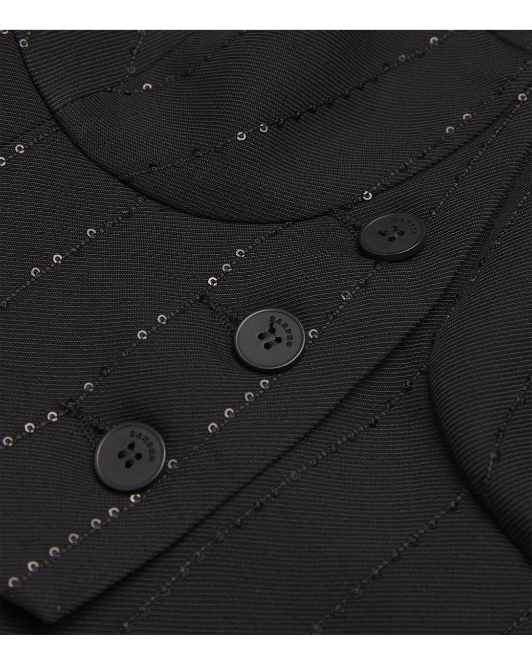 Sandro Black Sequin-Stripe Waistcoat