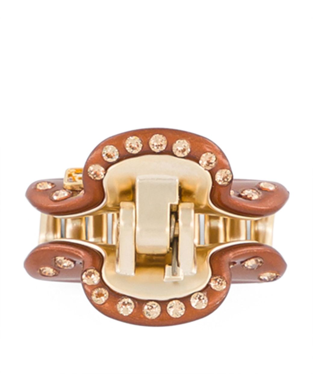 Alexandre De Paris Brown Plated Crystal-Embellished Claw Hair Clip