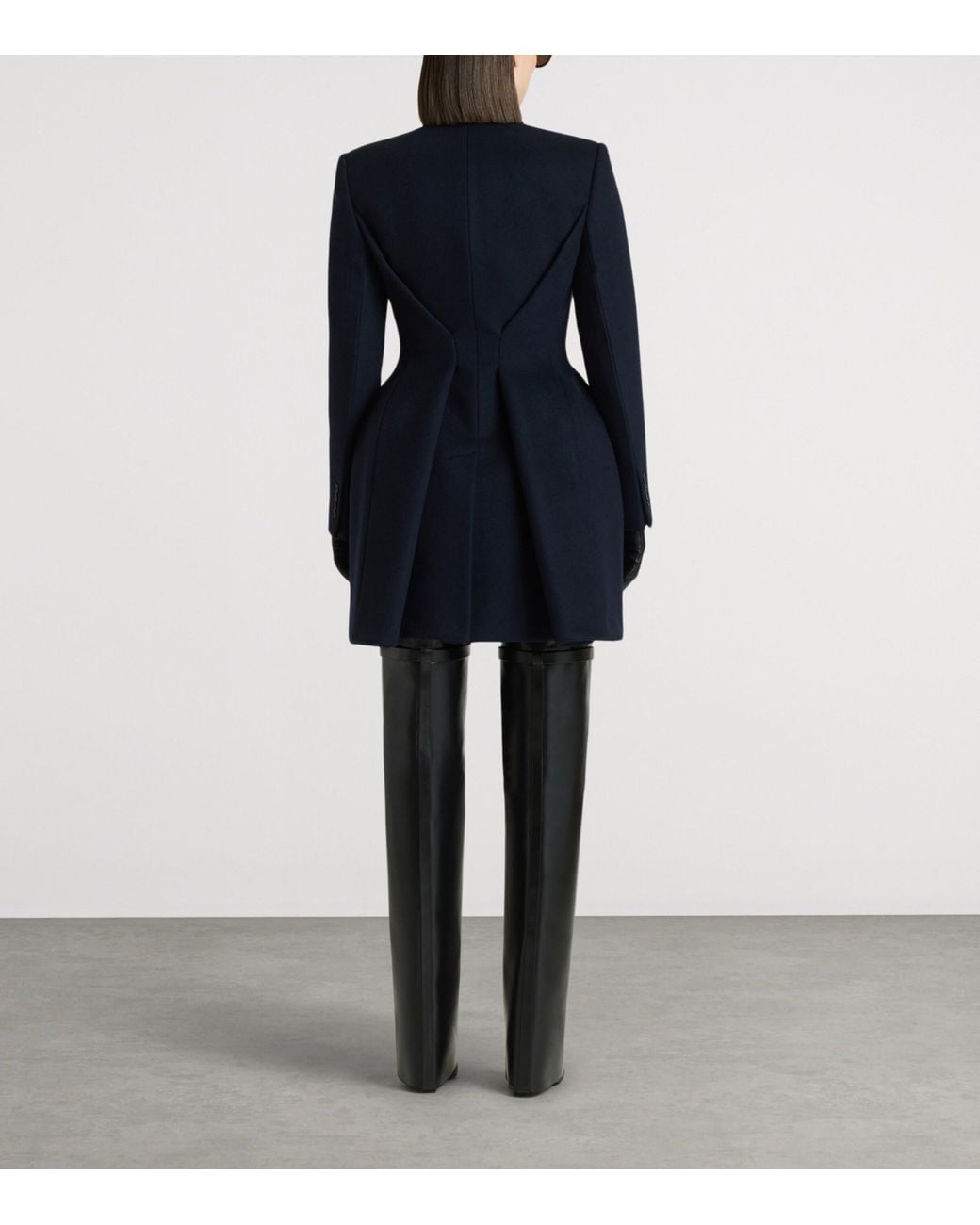 Givenchy Blue Wool-Cashmere Peplum Coat