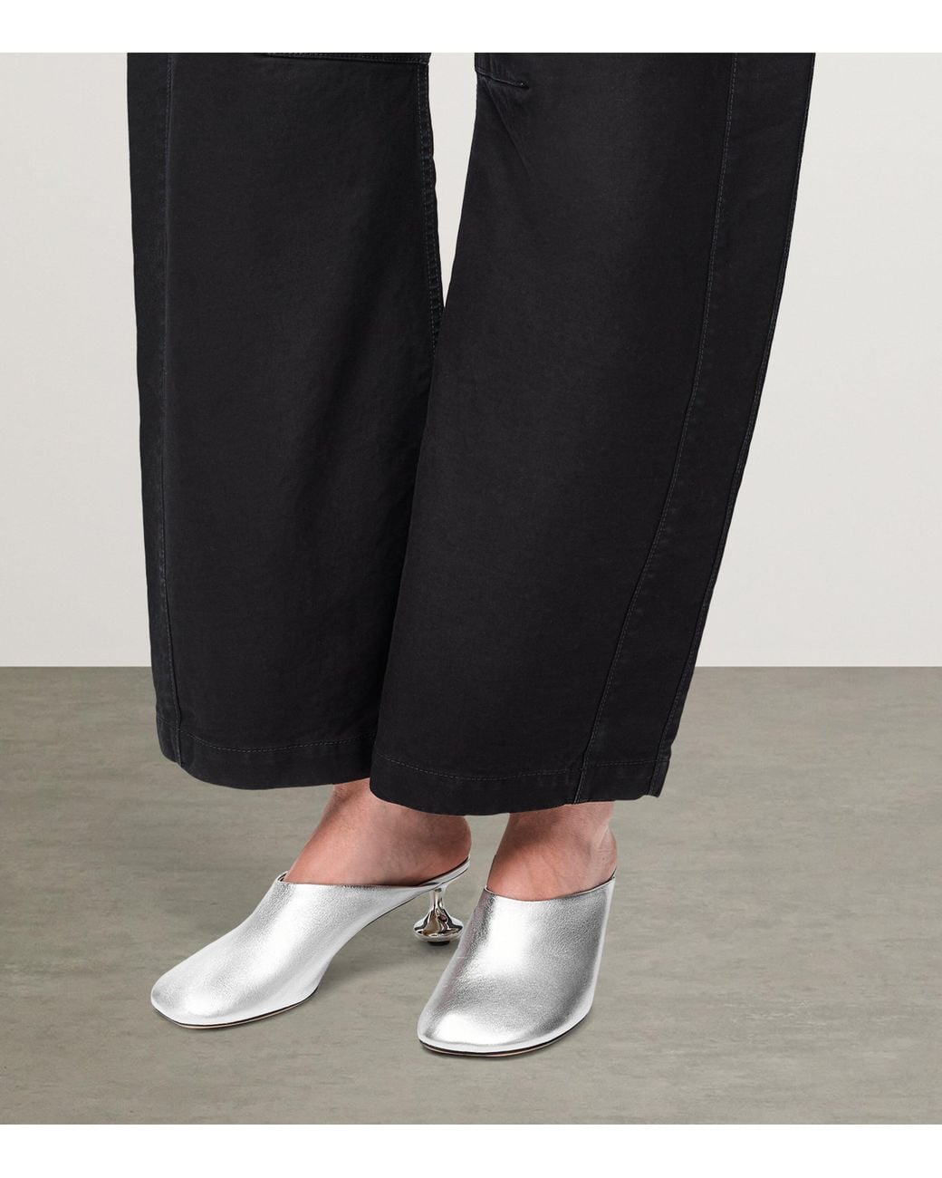 Loewe White Metallic Leather Toy Mules 45