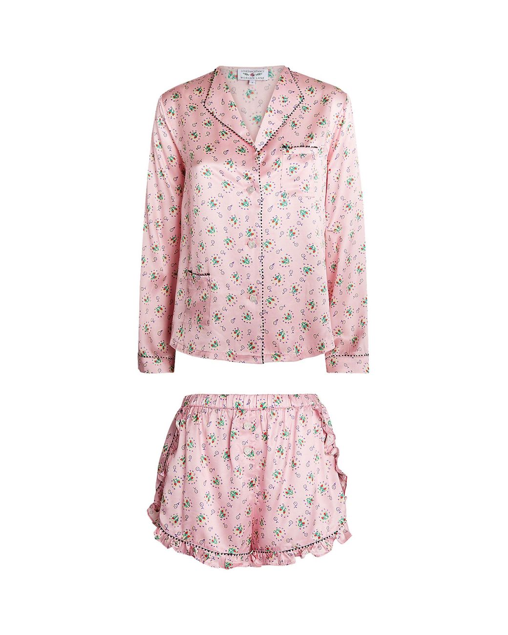 Morgan Lane Silk + Love Shack Fancy Joanie Margo Pyjama Set in Pink - Lyst
